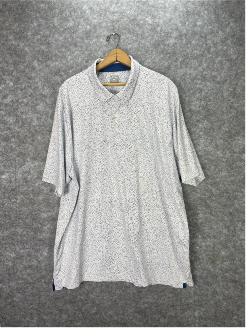 Callaway Opti-Dri Polo Shirt Mens 2XL White Dot Print Golf Performance Stretch